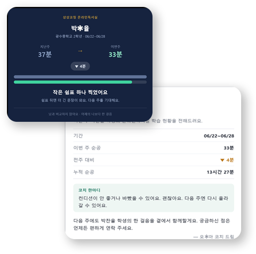 학습패턴 분석 및 루틴 레포트 화면